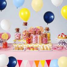 51/26pcs Balloon Set, Navy Blue Matte Yellow White Party Balloons, Pastel Blue Yellow White Latex Helium Balloons, Suitable For Boy's Birthday, Baby Shower, Graduation, Truck, Office Party Decoration - Multicolor - View 6