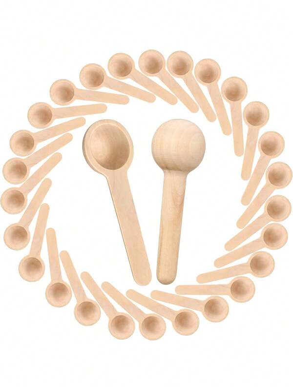 2/5/10pcs Mini Wooden Spoons, Small Condiment Spoons For Coffee, Honey, Tea, Sugar, Kitchen Cooking, Bath Salt, 3 Inches