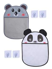 1 pezzo Rete organizzatrice di giocattoli da bagno per bambini/neonati, borsa di stoccaggio, borsa di stoccaggio a forma di cartone animato con ventosa, cestino di stoccaggio da appendere in bagno, borsa di drenaggio da appendere in bagno, design ad alta capacità