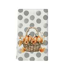 Un set de 2 bucăți de prosoape cu tematică de toamnă de Ziua Recunoștinței, concepute cu prosoape imprimate cu model de dovleac și frunze de arțar, lavabile la mașină, rezistente la căldură, absorbante și reutilizabile, potrivite pentru decorarea camerei, prosoape de bucătărie și baie, decorarea petrecerilor, decorarea casei, fiind un cadou ideal pentru toamnă și Ziua Recunoștinței. - Multicolor - Vizualizare 16