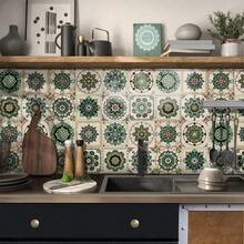 24 piezas Adhesivos decorativos de estilo mandala autoadhesivos y removibles para decoración del hogar (no son azulejos). Resistentes al agua y al aceite, adecuados para la cocina, salpicadero de cocina autoadhesivo, adhesivos con temática de alimentos, aptos para decorar la sala de estar, dormitorio, cocina, oficina, baño y otras habitaciones - Multicolor - Ver 7