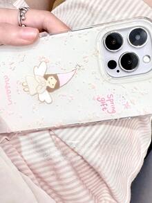 1 pieza Estuche de teléfono con ángel niña brillante y religioso, compatible con iPhone 16 Pro Max. Estuche de teléfono con impresión anti-caída y estilo femenino, compatible con iPhone 11/12/14/13/16, compatible con iPhone 15 Pro Max
