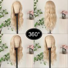 13X4 Purple Color Long Body Wave Lace Front Wig 26" Long Wavy Wigs Glueless Free Part 180% Density Violet Purple Wavy Hair With Adjustable Straps & Combs Heat Resistant Soft Loose Wave Synthetic Hair Replacement Wigs For Women Perfect For Daily Wear Parties & Special Occasions - 金色 - 查看 6