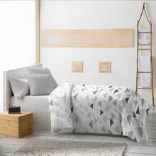 Nordic Winter Duvet, Reversible Printed Quilt With Microfiber, Soft Duvet, Size 180 X 260/230 X 260 Cm, For 90/105/135 And 150 Cm Wide Beds, Various Patterns Available (Without Pillow) - 幾何灰色 - 查看 2