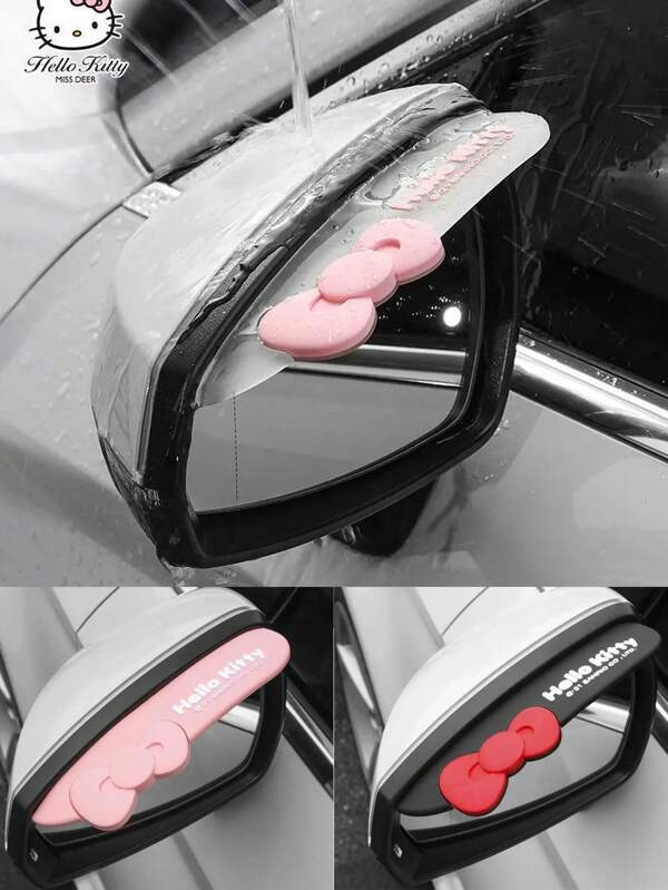 Sanrio 1 Paar Hello Kitty Auto Rückspiegel Regenschutz, Cartoon Stil Rückspiegel Zubehör, Auto Dekorative Artikel