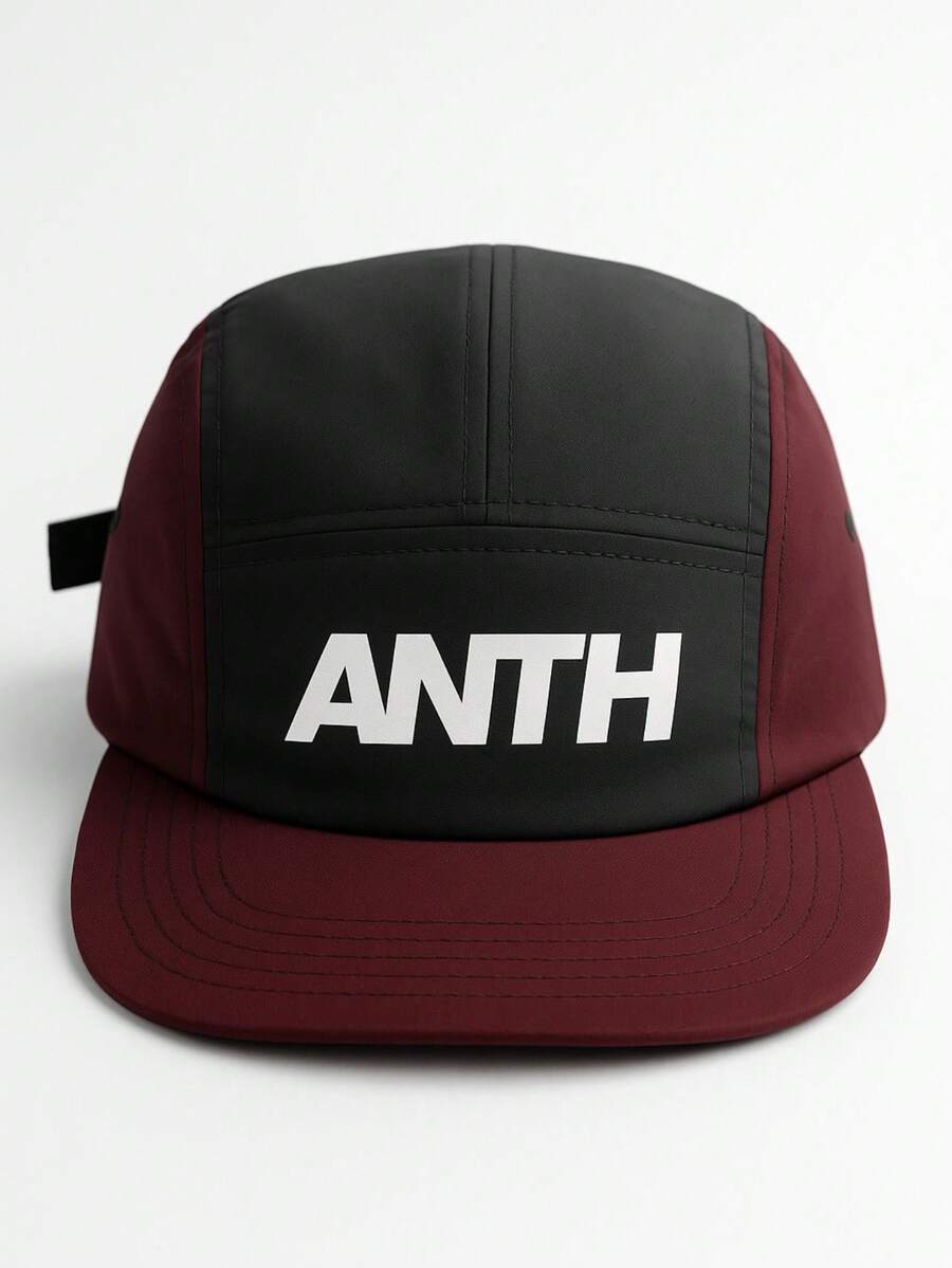 Five 5 Panel Cap - Bordeaux: Streetwear Anth Co Straight Brim - màu đen - Xem 1