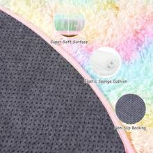 1pc Ultra-Soft, Comfortable And Fluffy Living Room Carpet, Bedroom Indoor Carpet, Fluffy Faux Fur Carpet, Home Decoration, Which Can Be Used In Bedrooms, Living Rooms, Corridors And Other Indoor Areas. - Rainbow - 查看 5