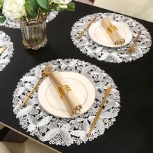 1pc/4pcs/6pcs/8pcs Butterfly PVC Heat-Insulating Round Placemats, Washable Non-Slip Tableware Mats For Hotel, Restaurant, Home Dining - Butterfly Placemat - View 8