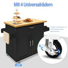 LILIIN Kitchen Trolley Black Serving Trolley With Wheels Kitchen Island Freestanding With Drawer Towel Holder And Spice Rack Mobile Kitchen Cabinet Multifunctional Kitchen Island Trolley Trolley For Kitchen - Black - View 4