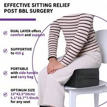 1个纯色坐垫，聚氨酯泡沫臀部塑形垫，用于缓解办公室/家庭中臀部和腿部的压力（黑色网眼） - 黑色網布 - 查看 4