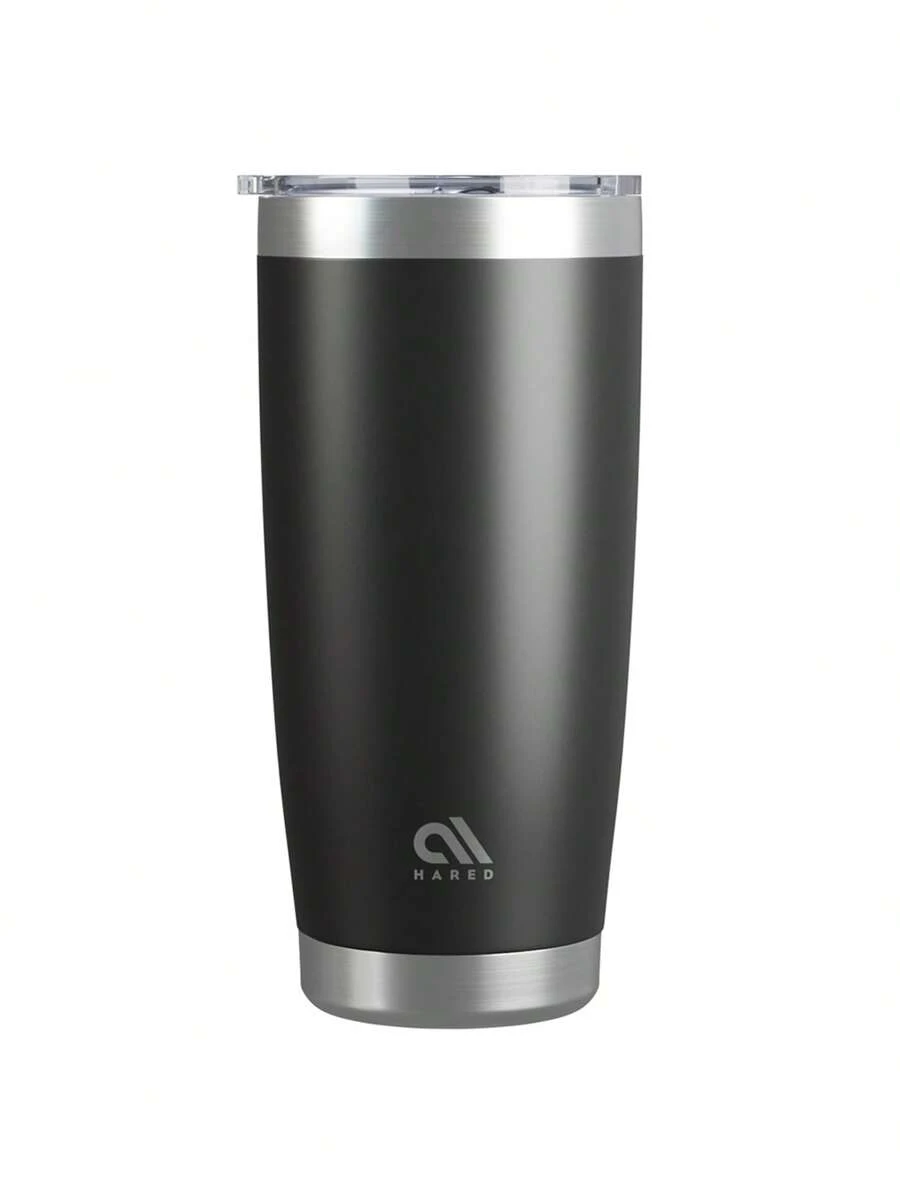 20oz Coffee Mug Tumbler For Office, 304 Stainless Steel Vacuum Insulated Tumbler With Lid, Water Bottle, Perfect For Hot And Cold Drinks, Ideal For Travel And Outdoor Use, Birthday Gifts For Women, Mom, Best Friend, Bride, Bridesmaid Gift, White Tea Cup, Mother'S Day, Valentine'S Day, New Year'S Gift - Black - View 1