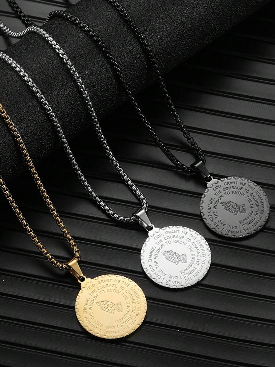 1 Pieza Collar De Oración De Serenidad Para Hombres Con Colgante De Moneda De Oración De Manos Orando Para Mujeres Del Versículo De La Biblia De La Oración Del Señor Regalo De Joyería De Coraje Y Sabiduría Para Niños Acero Inoxidable 24 Pulgadas