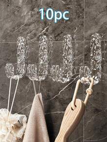 4 قطع/10 قطع من خطافات الحمام من الأكريليك، خطافات لاصقة بدون أضرار، يمكن تعليق المناشف والحقائب الظهرية والملابس والمفاتيح عليها