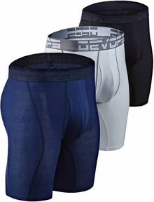 Men's Cool Dry Mesh Boxer Trunks 6-Inch Briefs, 3-Pack - 9吋(黑色/海軍藍/白色) - 查看 1