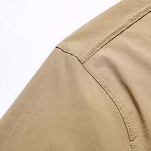Men's Shirt With Multiple Pockets, Quick-Drying And Breathable, Suitable For Outdoor Hiking And Mountaineering; Simple Solid-Color Men's Shirts, Suitable For Spring, Summer, And Autumn Wear. - 卡其色 - 查看 5