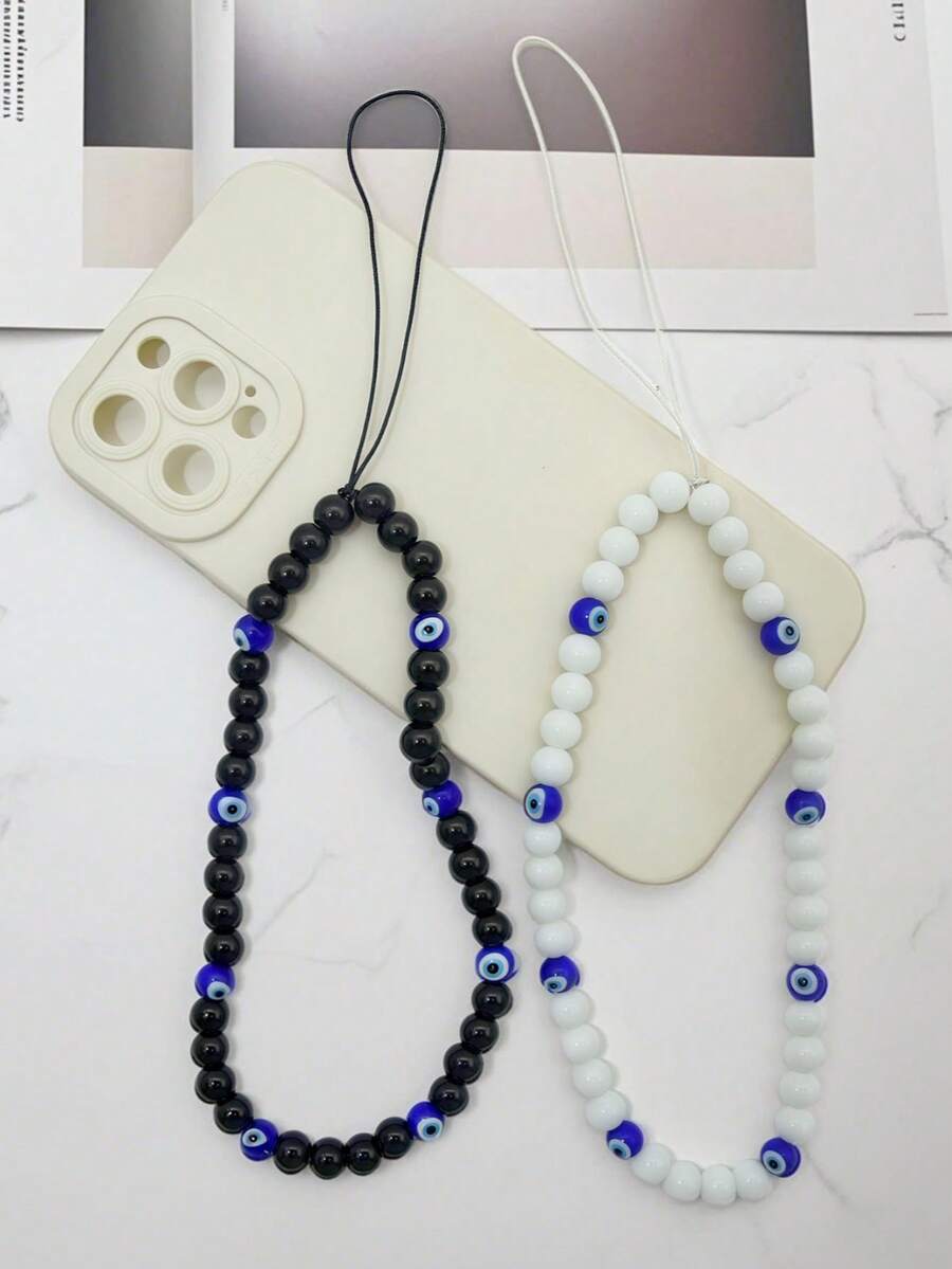 1pc Evil Eye Blue Eye Glass Phone Lanyard, Phone Case Accessory, Camera, Earphone Hanging Pendant