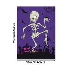 将眼球固定在 Mr.Bone 万圣节派对游戏骨架海报上，附 24 张眼球贴纸，可用作万圣节派对用品课堂游戏 - 紫色 - 查看 3