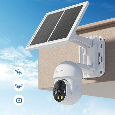 XIAOVV 1080P WiFi Solar Outdoor Security Camera, Color Night Vision, Motion & Audio Alerts, Built-In Spotlight, PIR Human Detection, Rechargeable Battery For Home Security, Support 2.4GHz WiFi