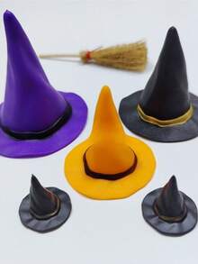 节日迷你女巫帽、迷你扫帚、糖果瓶：非常适合万圣节、圣帕特里克节和女巫主题派对 - 无需电池，由塑料制成 - 彩色 - 查看 4