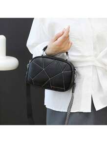 Fashionable Patchwork Small Square Bag, High-End Versatile Women's Bag, Retro Handbag, Shoulder Messenger Bag