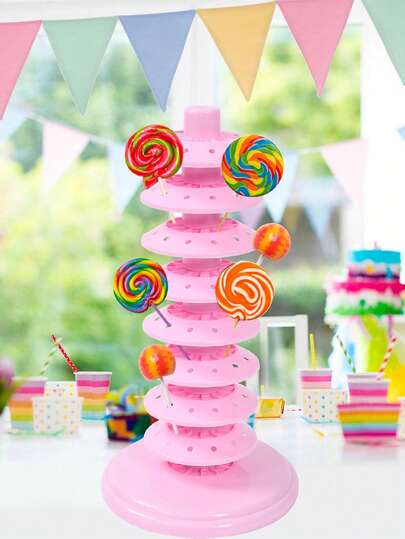 1 pieza Soporte ajustable de varios niveles para piruletas de color rosa, soporte de exhibición de caramelos de plástico rojo con diseño con forma de árbol, inserción de varios niveles y sin necesidad de electricidad para cocina, fiesta de cumpleaños, boda, centro de mesa del Día de San Valentín, decoración del comedor, suministros para barra de caramelos, fiestas de cumpleaños y bodas, decoración del Día de San Valentín, caramelos y aperitivos, estación de postres de fiesta, artículo de decoración del Festival del Año Nuevo 2026, construcción resistente