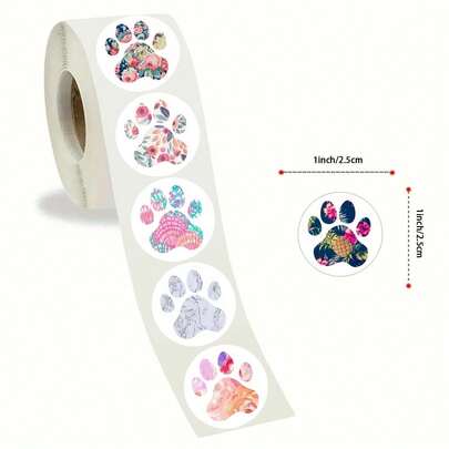 500张动物脚印卷贴纸，烘焙贴纸，创意贴纸，甜点奶茶杯贴纸，外卖标签，封口贴纸，学习用品，返校季