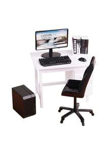 1 conjunto de mesa e cadeira em miniatura para casa de bonecas 1:12, experiência imersiva de escritório! Acessórios Micro Scene, transformam instantaneamente a mesa em um ambiente de trabalho requintado, mesa de escritório em miniatura para casa de bonecas, mesa de computador, modelo de cenário, brinquedo de faz de conta para crianças, teclado e mouse
