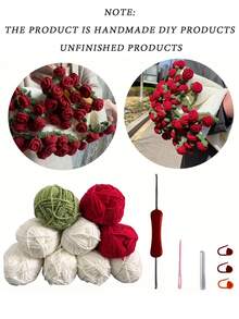 1 Piece Rose Bouquet Blanket, Handmade DIY Material Kit, Crochet Flower Blanket, Bellflower Blanket, Holiday Handmade Gift, Wedding Souvenir Birthday Gift - 彩色 - 查看 11