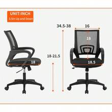 Home Office Chair Ergonomic Desk Chair Mesh Computer Chair With Lumbar Support Armrest Executive Rolling Swivel Adjustable Mid Back Task Chair For Women Adults Black - 黑色 - 查看 3