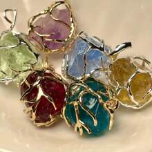 Set de 6 piezas de marcos colgantes con diseño de rama de árbol DIY, para joyería hecha a mano, que incluye 3 piezas en color dorado y 3 piezas en color plata de bases de colgante de cristal de cobre para hacer collares, suministros de manualidades para hombres y mujeres