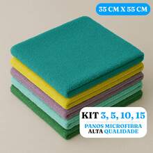 Kit 3, 5, 10, 15 Microfiber Cloths For Cleaning | Dishes, Glass, Car, Sink 40cm 60cm - 什錦 - 查看 1