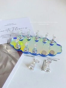 Soporte para práctica de arte de uñas con punta larga de acrílico y cristales, decoración de uñas vintage de flores de resina y cristal, uso en casa y salón, adecuado para madres, hermanas, esposas, amantes, bodas