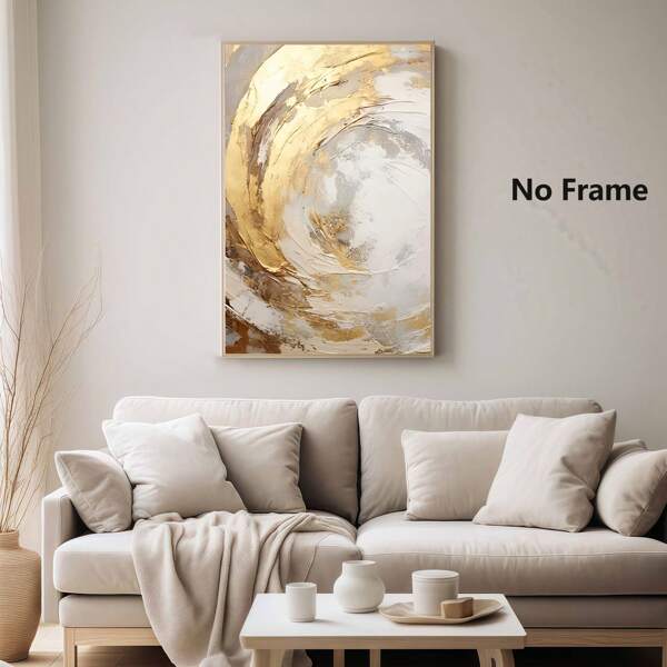 1 Piece,Golden Abstract, Modern Frameless Art Decoration Painting, Printed Posters Mural, Waterproof Canvas,Suitable For Home, Office, Bedroom, Living Room, Study, Bathroom, Bar, Wall Arts And Home Decoration, Is An Ideal Holiday Gift