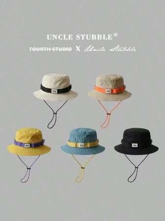 1pc New Fashionable Personalized Versatile Retro Colorblock Bucket Hat, Summer Outdoor Camping Hiking Sun Hat With Drawstring, Suitable For Spring Summer Autumn