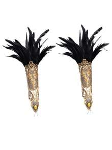 1 Gothic Imitation Leather Hook Finger Glove With Vintage Lace Hollow Wristband And And Lace Up Sleeves, Suitable For Sstage, Drama, Cosplay, Halloween