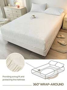 1 pièce Drap-housse en peluche douce ivoire, literie en velours traditionnelle pour dortoir, usage domestique, chaude, lavable en machine, minimaliste, décontractée, quotidienne, rentrée scolaire - Blanc Crémeux - Voir 2