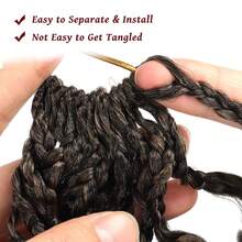 卷曲钩针发 1/4/6 包 10/14/18 英寸 Gogo 卷曲钩针发，预成环海浪钩针发合成天然黑水波卷曲海滩卷编织接发 - 彩色 - 查看 4