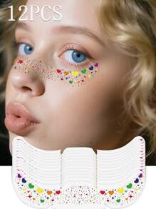 Glitzer Sommersprossen Gesichtstattoo, Glitzer Sommersprossen für das Gesicht, 24/12/6/4/2 Stück goldene Glitzer Sommersprossen, Gesichts-Glitzer Make-up Patches