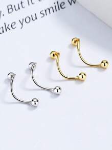 1PC 925 Sterling Silver Bead Belly Button Ring Belly Piercing Jewelry Short Bar Navel Ring Piercings Gift For Women