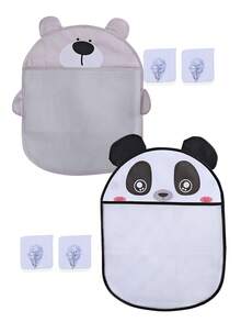 1 pezzo Rete organizzatrice di giocattoli da bagno per bambini/neonati, borsa di stoccaggio, borsa di stoccaggio a forma di cartone animato con ventosa, cestino di stoccaggio da appendere in bagno, borsa di drenaggio da appendere in bagno, design ad alta capacità