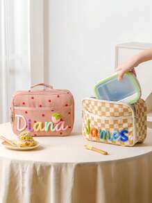 Torba na lunch z personalizowanym nadrukiem z włóczki, prezent dla dziecka, torba szkolna, torba dla dziecka, ręcznie robiona torba na lunch z imieniem, dobra jakość, wygoda, prezent urodzinowy