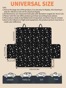 1 pieza Cubierta negra de asiento de coche impermeable para mascotas de tela Oxford 600D, duradera y resistente a la suciedad para el asiento trasero del coche mientras la mascota está afuera