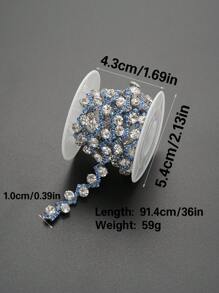 91.44 厘米/36 英寸闪亮水晶水钻链饰，闪亮钻石丝带贴花适用于 DIY 缝纫、新娘礼服、服装装饰、婚礼工艺品、时尚珠宝配饰 - 1 厘米宽