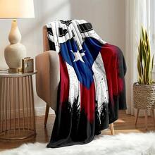 Puerto Rican Themed Flannel Blanket - Vibrant Cultural Prints With Flags, Symbols & Puerto Rico Text - Soft Warm Travel Digital Print,Suitable For All Seasons,      Washable And Machine-Washable, Lightweight, Breathable, Comfortable, Warm,  Unique, 280gsm For Him And Her, Perfect For Naps, Camping, Travel, Family, Daily Life, Office Decoration, Birthday Anniversaries, Valentine's Day, Thanksgiving, Christmas, Halloween, Mother's Day, Father's Day, Wedding,   New Year Gifts Provide Personalized Ideal Gifts For Her, Him, Family Members, Boyfriends,  Girlfriends, Fathers, Family Members, Mothers, Lovers,   Daughters, Sons,   Grandfathers, Grandmothers,     Friends, Classmates And Pets.     Sofa,Bed,Car,Bedroom,Living Room,Office,  Outdoor Camping, Beach,Wall Decoration - 多色6 - 查看 5