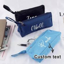 1pc Customized Personalized Pencil Case, Customized Text, Letter Combination Pencil Case, Father's Day Gift, School Supplies, Pencil Case With Zipper, Father's Gift, Final Gift, Student Gift, Large-Capacity Stationery Bag, Student Pencil Case, Unisex, Back-To-School Gift, Personalized Pencil Case, Multifunctional, Waterproof, Decorative, Reusable, Colorful, Retro, Cute, Modern, - Multicolor - View 2