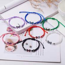 Butterfly Bracelet For Women Adjustable Braid Insect Butterfly Pendant Weaving Friendship Bracelets Party Favors - 白色 - 查看 3