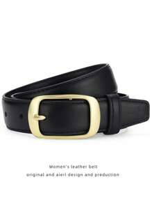 1 条女士皮带，适合牛仔裤、休闲裤，2 种颜色可选：黑色/棕色，金色带扣，适合 S/M 腰围夏季、学校