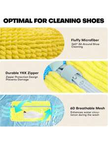 2 Sacchetti per lavare le scarpe in lavatrice - Set di 2 sacchetti per il lavaggio delle scarpe, sacchetto per lavare le scarpe con pulizia profonda a 360°, sacchetto riutilizzabile per lavatrice, sacchetti per lavare le scarpe sportive, colore giallo