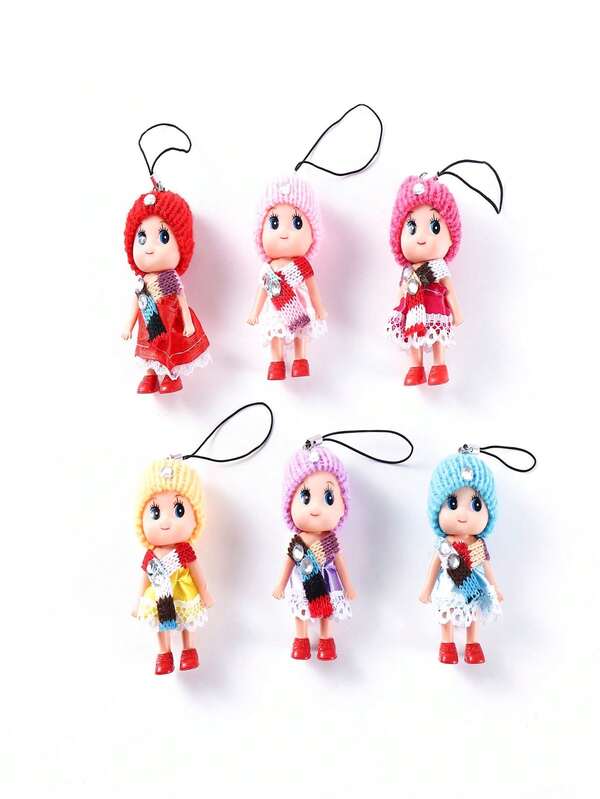 6 قطع/مجموعة دمى صغيرة 8 سم ألعاب دمى لطيفة ناعمة تنانير دمى قلادة هاتف محمول ديكور حقيبة