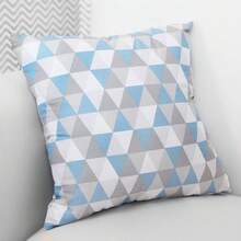 Printed Decorative Pillow With Full Zipper, Super Washable - Blue Diamond - View 1